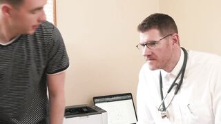 Lucas Ryder felt satisfied after releasing his load of cum while Dr Wolf rimjobs his