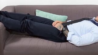 Tattooed Tony Eagle felt relief after getting his socks and feet worshiped by jock Da
