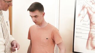 Dr Wolf got excited as Lucas Ryder releases a leak of pre-cum from his massive cock