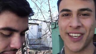 Naughty studs Nicolas and Bruno engages in barebacking session after jerking their co