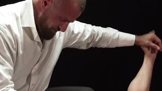 Felix Kamp fingers the boy with his lubed fingers from one finger until he's ready to