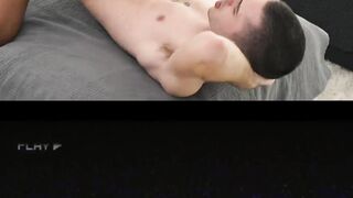 Mr. Mitch Cox sat between Oliver's legs and rubbed his cock before groping his body
