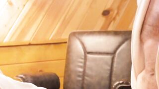 Dr. Wolf pulled out his cock and began stroking son Felix Maze's pink hole