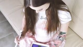 Cute Teen Stepsister Draws and then Gets Fucked