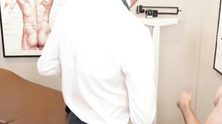 Young Boy Oliver james lets a huge load of cum over Dr Wolf's hand and belly