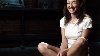Tied up slave gets cropped