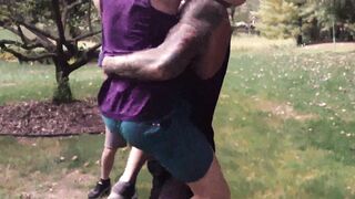 Trainer Dolf's raging boner with a black cock ring makes it way to Ian Levine's anus