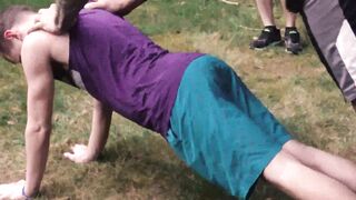 Trainer Dolf's raging boner with a black cock ring makes it way to Ian Levine's anus