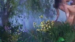 Hot brunette seduces married man in her sex garden, and he fucks her ass