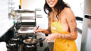 Hot lesbians in aprons and panties cooking just for you!