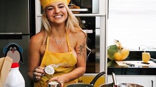 Hot lesbians in aprons and panties cooking just for you!