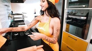 Hot lesbians in aprons and panties cooking just for you!