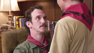 Greg Kckeon presses his penis into Landon's peachy butt cheek and slides it inside hi