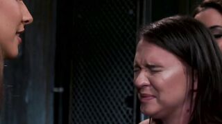 Bound lesbian spanked and anal fucked