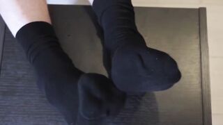 Sexy wrestler Aleck flexing his beautiful body and sweaty feet while lying on the cou