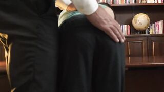 Felix Kamp teases the boy's balls with his fingers and swift the dildo on his hole