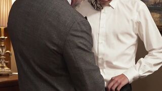 Jack Bailey looked down as his handsome and old grandfather devoured is hardon cock