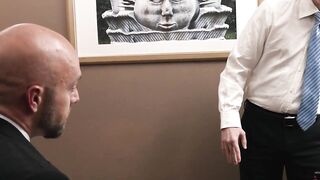 Master Adam Snow pulled the apprentice's garments down and rim jobs his ass on the de