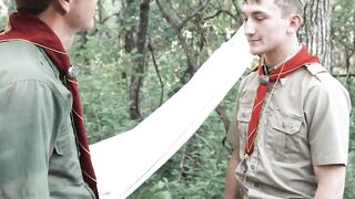 Blond jock Ryan pushes down the twink's pants and starts caressing his dick then blow