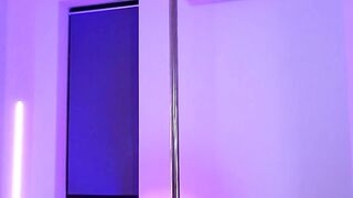 Cam Girl Stripping and Dancing Around Her Stripper Pole