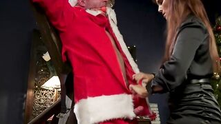 Busty MILF femdom pegging Santa