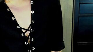 Blonde MILF takes off bra on webcam