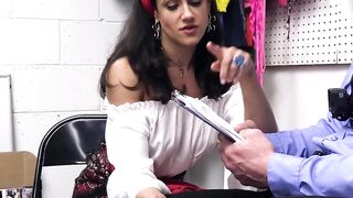 Beautiful gypsy shoplifter MILF caught