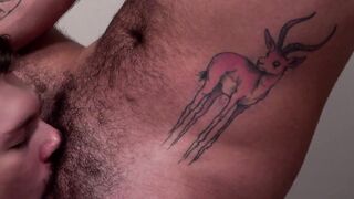 Jock Ari leaps and gets in the doggy position after a satisfying time at the boypussy