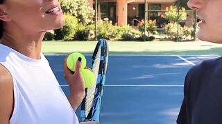 Cassie the tennis instructor having fun