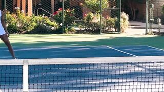 Cassie the tennis instructor having fun