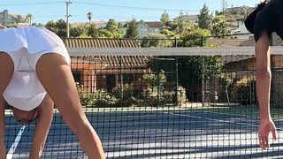 Cassie the tennis instructor having fun