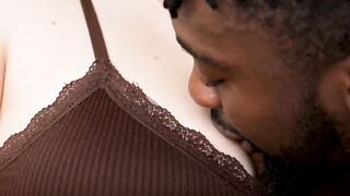 Busty teen maid cleans clients big black cock too