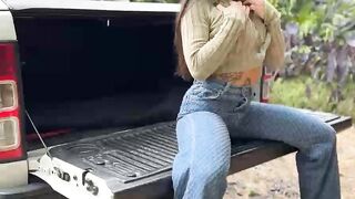 Stepsister Masturbating in a Public Park