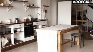 DOEGIRLS - #Mary Rock - Bored  Russian 19 Yo Plays With Twat On Kitchen Table