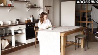 DOEGIRLS - #Mary Rock - Bored  Russian 19 Yo Plays With Twat On Kitchen Table