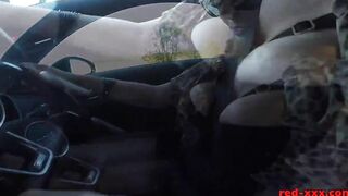 Big Boobed red haired mom Red XXX masturbates into the backseat of her vehicle