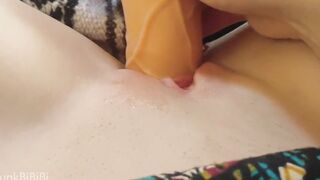Trying to fit a huge toy into my tight vagina