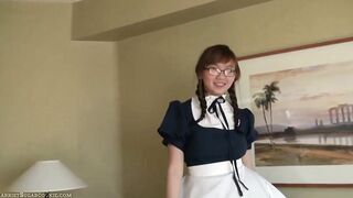 Gorgeous ho big boobed UK chinese maid n glasses solo