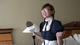 Gorgeous ho big boobed UK chinese maid n glasses solo