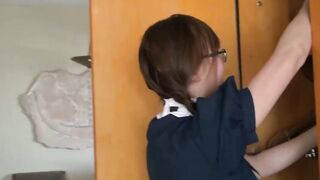 Gorgeous ho big boobed UK chinese maid n glasses solo