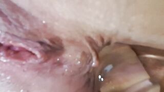 Close up Glass Toy to Butt with Intense Squirting!