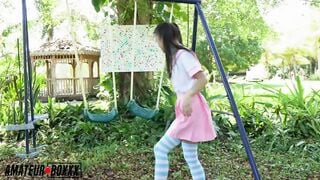 Amateur Boxxx - chinese School cunt with mouth Masturbates into Playground