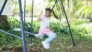 Amateur Boxxx - chinese School cunt with mouth Masturbates into Playground