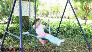 Amateur Boxxx - chinese School cunt with mouth Masturbates into Playground