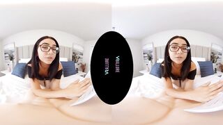 VRALLURE Nerdy dark hair Callie Jacobs ride her sex doll into virtual reality