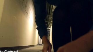 All alone nude into some warehouse