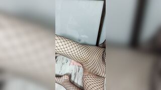 Beauty women blows a latex penis and fucks her soak vagina with it