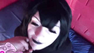 Bombshell Gothic Gets a Giant Cummed on Face - Mavis Cosplay Sweet Darling