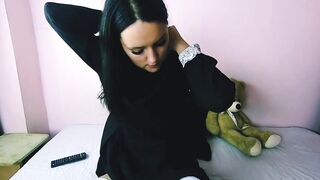 Russian school girl fingers vagina and booty and flows abundantly into anticipation of dick