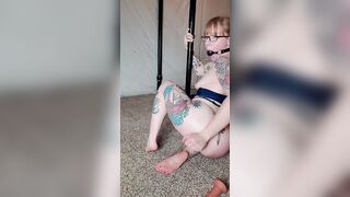 Ginger cougar takes a huge toy and gag ball- SugarRedxo- Angle two